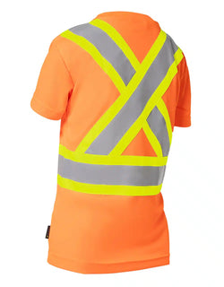 Image of Women's Hi Vis Crew Neck Short Sleeve Safety Tee Shirt with Chest Pocket