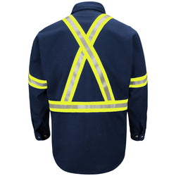 Image of Men's Midweight FR Enhanced Visbility Uniform Shirt with Reflective Trim