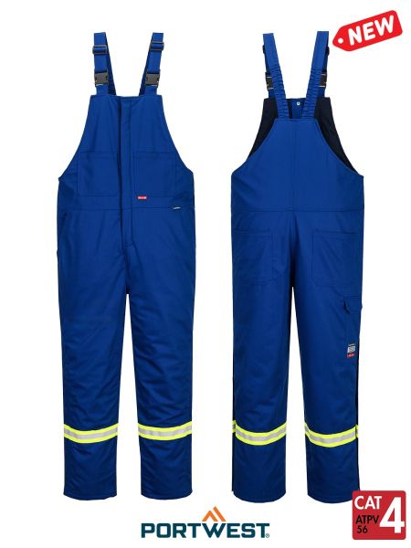 Image of Bizflame® 88/12 Insulated FR Winter Bib Pants - Royal Blue - 9oz