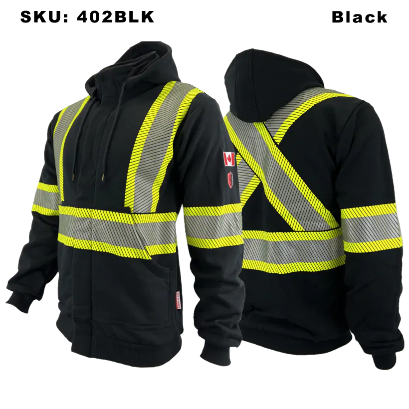 Image of Atlas Zip-up FR/AR Hoodies w/ Segmented 4” Stripes - Black