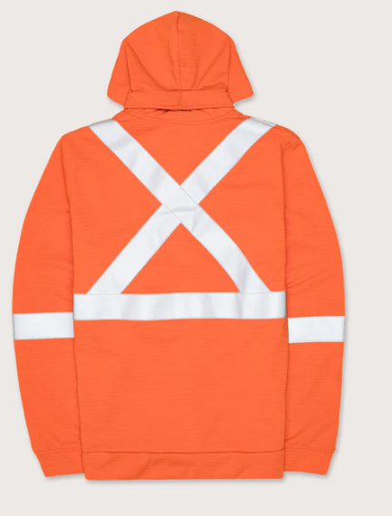 FR Hi Vis Orange Zip Hoodie W/Detachable Hood & 2