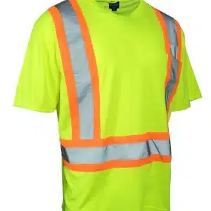 Ultrasoft Hi Vis Crew Neck Short Sleeve Safety Tee Shirt with Chest Pocket
